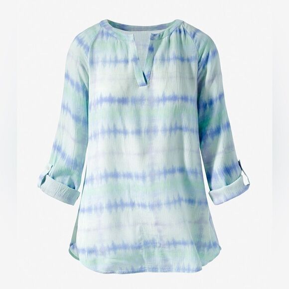 Chicos Multi Tie-Dye Crinkle Top - Picture 1 of 12